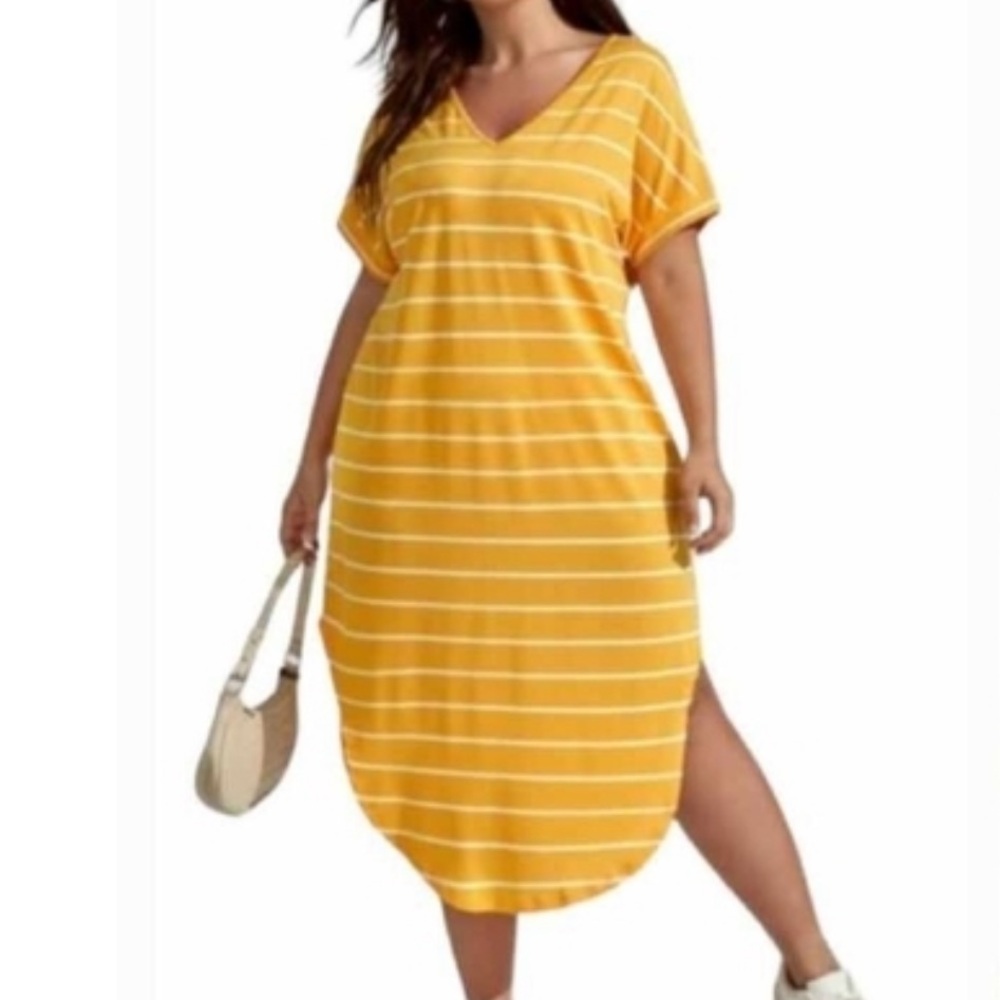 Shein Yellow Curve Hem Tee Dress 4X (US20 Fit 2X)